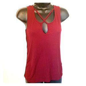 SALE NEW maroon wine criss cross fall tank top